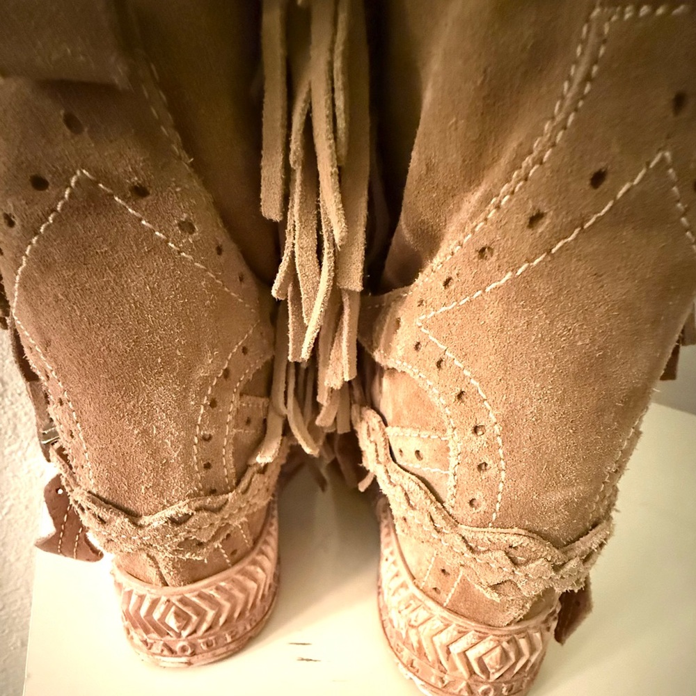 El Vaquero Italy  NWB Drifter mid height version Fringed Suede Mocassin boots - Picture 12 of 14